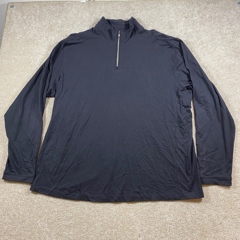 Tommy Bahama Quarter Zip Pullover Mens XXL Black Pima Cotton Modal Blend